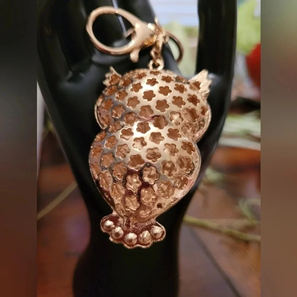 Bag Charm Pink Owl black eyes - Picture 2 of 4